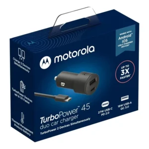 Carregador de carro Motorola Turbo Power 45W Duo USBtipo C