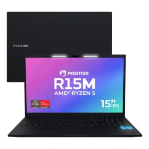 Notebook Positivo Vision R15m Amd Ryzen 5-5625u Linux 16gb Ram 512gb Ssd Wi-fi 6 Tela 15 Full Hd Ips Antirreflexo - Permite Upgrade De Memória Ram E Ssd - Preto
