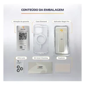 Kit Protege Iphone Garantia Tela 6m Capa, Película E Lente