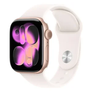 Apple Watch Series 11 GPS - Caixa cor de ouro rosa de alumínio – 42 mm - Pulseira esportiva blush-clara – PM - Distribuidor Autorizado