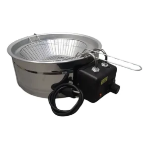 Fritadeira Eletrica Industrial Redonda 5l Bruta 3l Liquida Inox Termostato Cozinha Tacho Cesto Profissional Fritura Salgados Fritas Coxinha Pastel