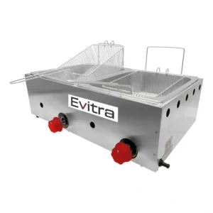 Fritadeira A Gás 2 Cubas Baixa Pressão Em Inox Profissional Aço Inoxidável