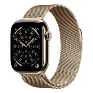 Apple Watch Series 11 GPS + Cellular - Caixa dourada de titânio – 42 mm - Pulseira dourada estilo milanês - Distribuidor Autorizado