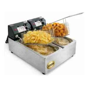 Fritadeira Elétrica 2 Cubas 6l Inox 3200w Profissional