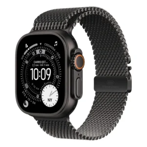 Apple Watch Ultra 3 GPS + Cellular • Caixa preta de titânio – 49 mm • Pulseira preta estilo milanês de titânio – G - Distribuidor Autorizado