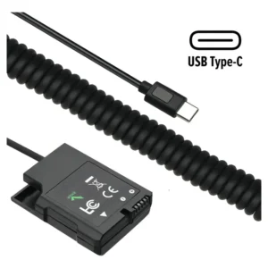 Adaptador Dummy Pd Ep-5a Bateria Nikon En-el14 Espiral Usb-c Cor Preto