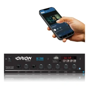 Amplificador Som Ambiente Bluetooth USB FM 4 Canais 125W RMS Receiver P Igreja Loja Restaurante Consultório RC7000BT Bivolt