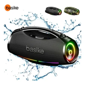 Basike Boombox 200w Caixa De Som Portátil Bluetooth 36hrs Ipx6 Caixa Som Estéreo Bass Boost Alta Hifi Ajuste Graves E Agudos Com Rgb Luzes Led Som Para Festa Preto