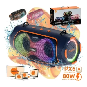 Basike Sem Fio Boombox Caixa De Som 80w Ipx6 Tws Rgb Xtreme Azul