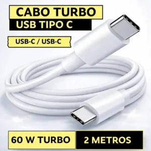 Cabo Carregador e Dados Turbo Tipo c Duplo 2 Metros REFORÇADO cabo usbc cabo iphone cabo usb usbc cabo de iphone capo tipo cc cabo usb c cabo carregador iphone