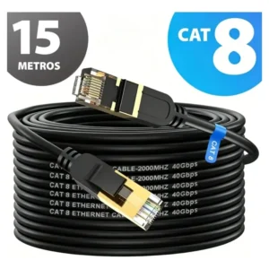 Cabo De Rede Cat8 Blindado Stp Para Uso Externo 15 Metros Lan Rj45 Cftv Ethernet Crimpado Alta Velocidade 40gbps 2000mhz cabo, Ethernet De Alta Velocidade Cat8 escolha Ideal Para N