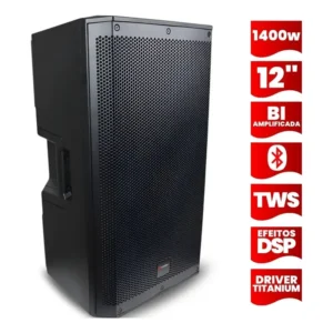 Caixa De Som 1400w 12 Polegadas Bi Amplificada Driver Titanium Bluetooth Usb Tws Dsp Ativa Acustica Profissional Grave Medio Agudo Definidos Potente Tvox