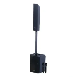 Caixa De Som Line Array Nuoma 400w + 2 Microfones Sem Fio Preto