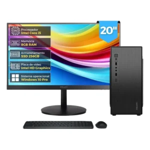 Computador Completo Top Intel Core i5 4570, 8GB RAM, SSD 256GB, Bivolt, Monitor 20 LED 75hz, Preto - BluePC CD2E-0110TO