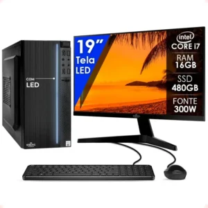 Computador Gamer Intel Core i7 16GB SSD 480GB Monitor 19 Strong Tech