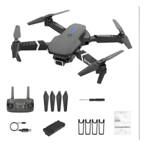 Drone E88 Pro com câmera dupla e WiFi com capa preta