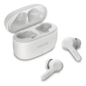 Fone de ouvido sem fio TWS Philips TAT1109WT00 na cor branca, com bluetooth, microfone, tecnologia IPX4