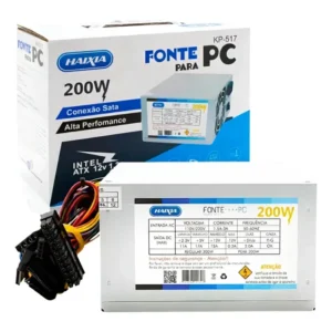 Fonte KP-517 ATX 200W sata 24 pinos manual com cabo de alimentação -HAIXIA