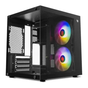 Gabinete Gamer Aquario Pichau Atom X PG-ATOMX-BK Lat De Vidro C2 Fans Bk cor preto