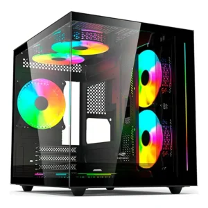 Gabinete Gamer Atx Cube Aquário Lateral De Vidro Temperado Cor Preto