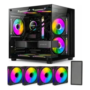 Gabinete Gamer Hayom Aquário Com 4 Cooler Fan Led Rgb