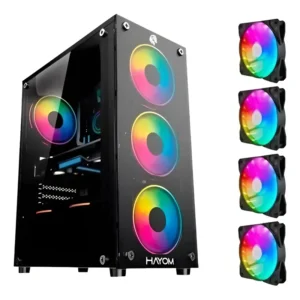 Gabinete Gamer Hayom Gb1749, Rgb, Mid-t, Lat De Vidro,c 4f