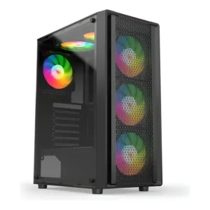 Gabinete Mid Tower Gamer Crypton Preto com 3 Fans RGB Vidro Temperado