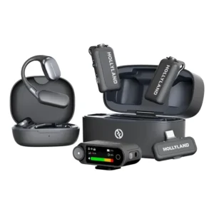 Hollyland Lark Max 2 Ultimate Combo, microfone sem fio, cancelamento inteligente de ruído, monitoramento de áudio sem fio, gravação interna flutuante de 32 bits, microfone com câme
