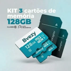 Kit 3 Cartões Micro Sd 128gb Classe 10 Uhs-i Alta Performance 100mbs Com Adaptador Sd Ideal Para Celular Tablet Câmeras Segurança Monitoramento E Drone - Sayonara