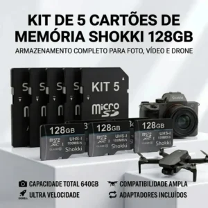 Kit 5 Cartões Memória 128gb Micro Sd Classe 10 Com Adaptador Alta Performance 100mbs Ideal Para Celular Tablet Drone Câmeras Segurança E Uso Diário