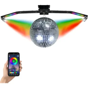 Kit Discoteca Rgb Globo 30cm Deltrônica 2 Canhões Strobo Led