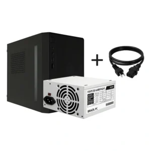 Kit Gabinete Office Com Fonte Desktop Para Micro Atx + Cabo