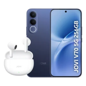 Kit Jovi Smartphone V70 5g 256gb Câmera 200mp Azul Safira + Novo Fone Bluetooth Jovi Buds Air3