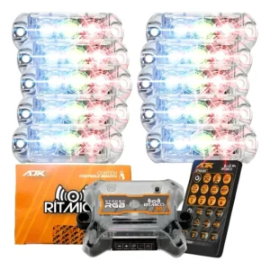 Kit Strobo Ajk Ritimico Com 10 Farois Modelo 3.0 Novo Rgb