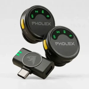 Microfone Lapela Sem Fio Tipo C Preto Usb-c Compatível Com Ios E Android Pholex