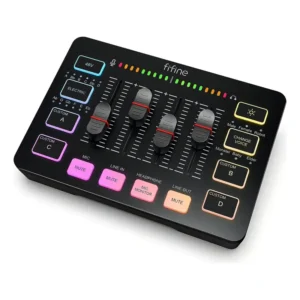 Mixer de Áudio Fifine Gaming SC3 com XLR para Microfone e 4 Canais