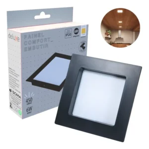 Painel Led 6w Comfort Embutir Quadrado Branco Quente - Avant