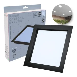 Painel led Plafon Comfort Recuado Embutir 18w 4000k Branco Neutro 20cm 110v220v Preto Cod908220870 Deluxe By Avant