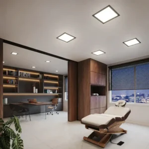 Painel Led Recuado 12w Quadrado 2700k Comfort Branco Quente 17cm Preto Fosco Cód 908200377 Deluxe by Avant