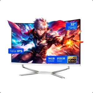 Pc All-in-one Aitek 32'' Polegadas Curvo I7 16gb Ssd 512gb