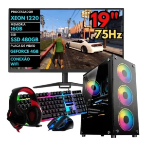 Pc Gamer Xeon Ssd 480gb 16gb Placa Video 4gb 500w 19pol Wifi
