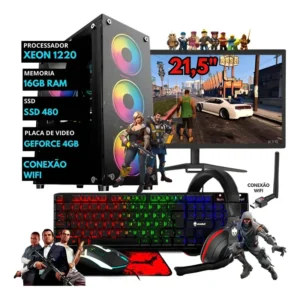 Pc Gamer Xeon Ssd 480gb 16gb Placa Video 4gb 500w 21pol Wifi