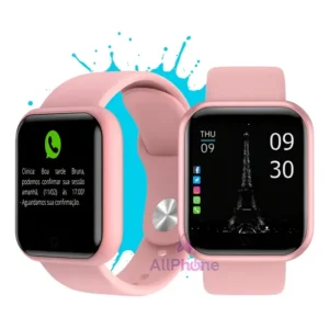 Relogio Smartwatch Digital Feminino Bluetooth Ios Android Notificações Whatsapp Instagram 41mm Rosa Allphone