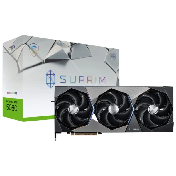 Placa de Vídeo MSI Suprim Soc 16GB GeForce RTX5080 GDDR7 - 912-V531-028 | 7680 x 4320