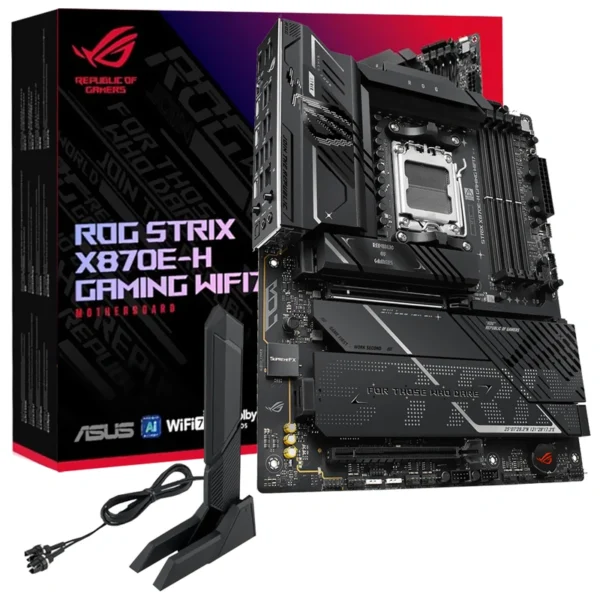 Placa Mãe ASUS ROG Strix X870E-H Gaming Wi-Fi 7 Socket AM5 DDR5 AMD X870E