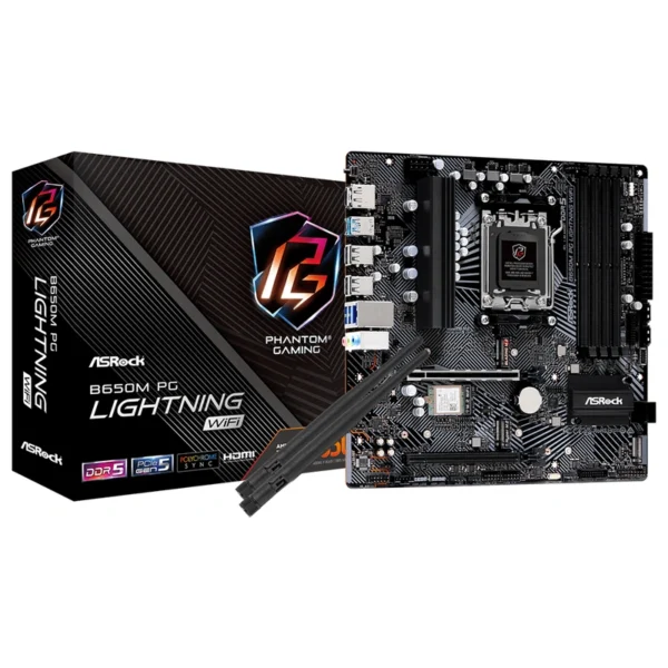 Placa Mãe ASRock B650M PG Lightning Wi-Fi Socket AM5 DDR5 AMD B650 Micro ATX