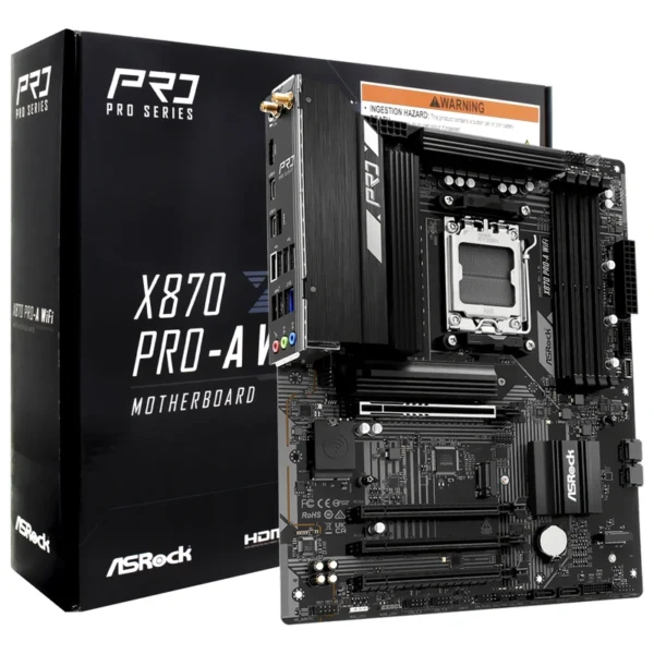 Placa Mãe ASRock X870 Pro-A Wi-Fi Socket AM5 DDR5 AMD X870 ATX