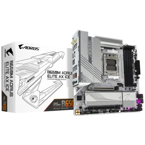 Placa Mãe Gigabyte B650M AORUS Elite AX Ice Socket AM5 DDR5 AMD B650 Micro ATX