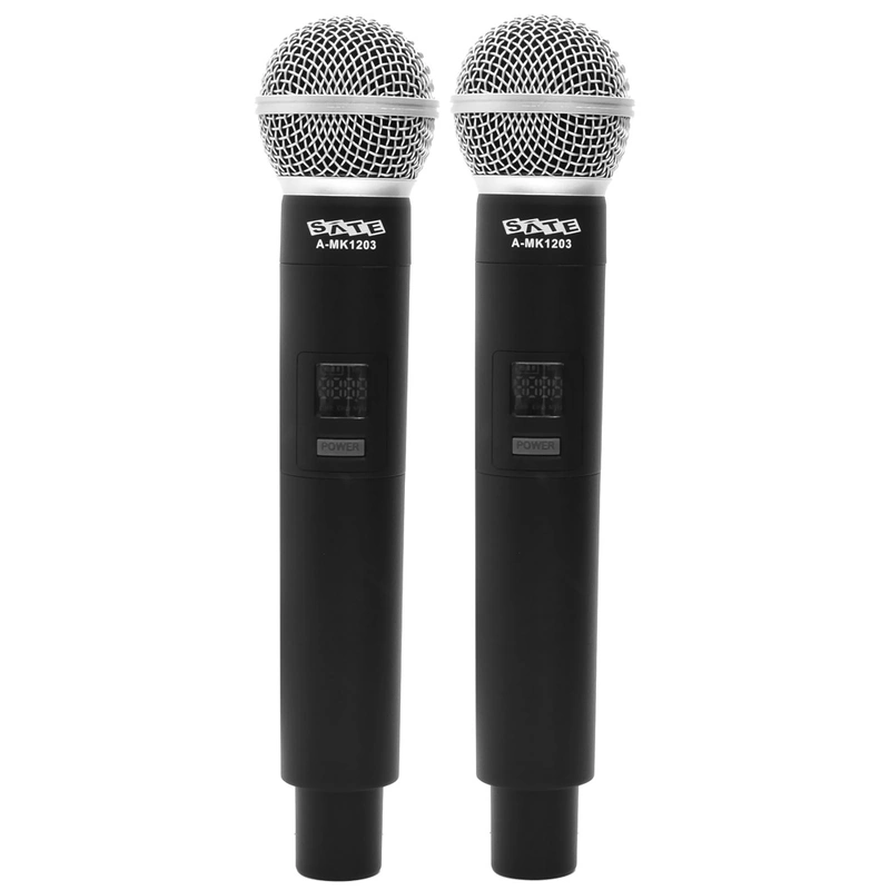 Microfone Satellite A-MK1203 UHF Wireless - Preto (Kit com 2) - Imagem 2