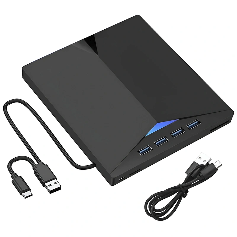 Gravador de DVD Externo XD013 Multi-Function 7 em 1 - Preto